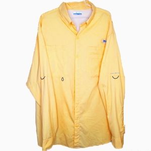 12) COLUMBIA OMNI-Shade PFG Button Long-Sleeve Yellow Sz. XL